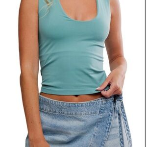 Free people intimately Clean Lines Seamless Crop Muscle Tank in Dawn Breeze